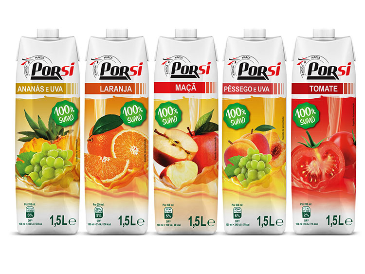 Embalagens de Sumos 100% e Light Porsi