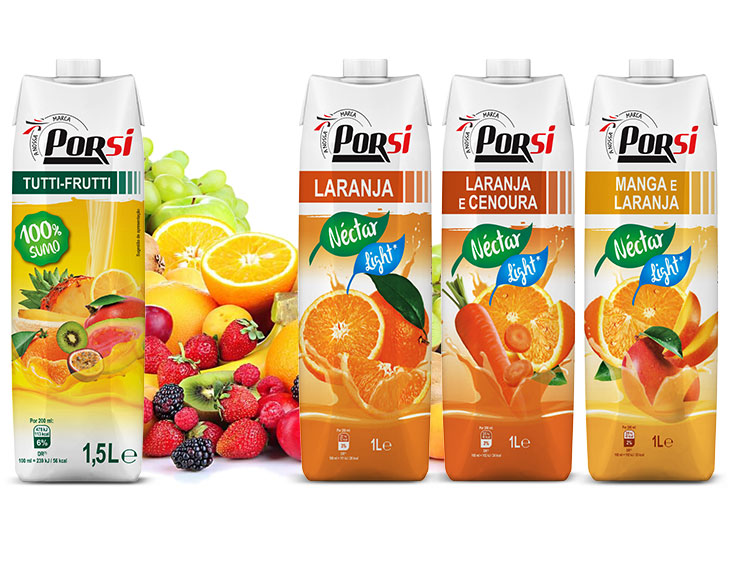 Embalagens de Sumos 100% e Light Porsi