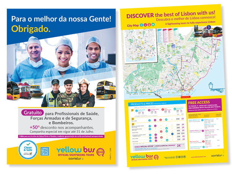 Mupis e cartazes Yellow Bus